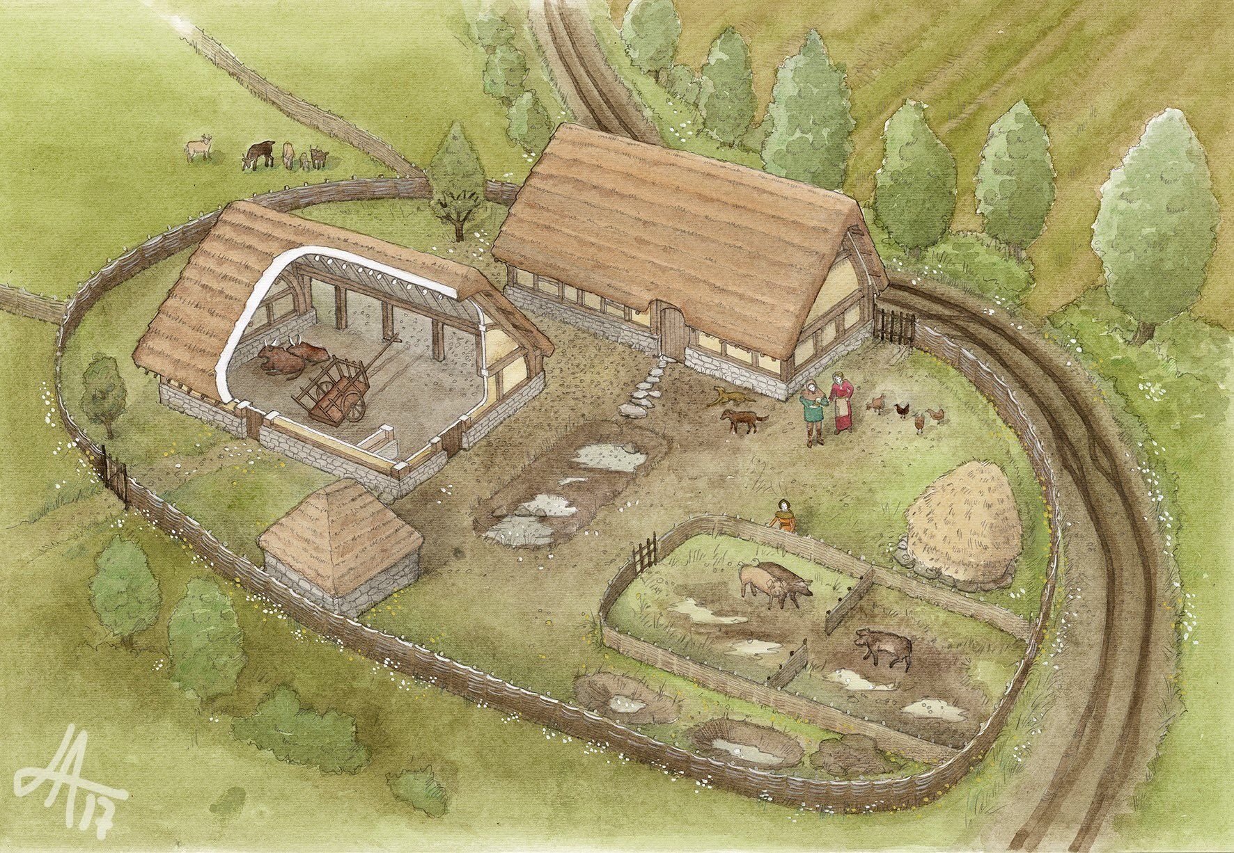 Господский двор в средневековой деревне