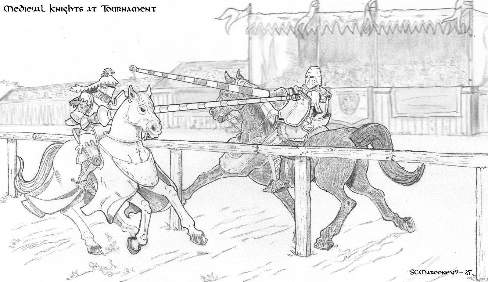 Рыцарский турнир в средневековье рисунок