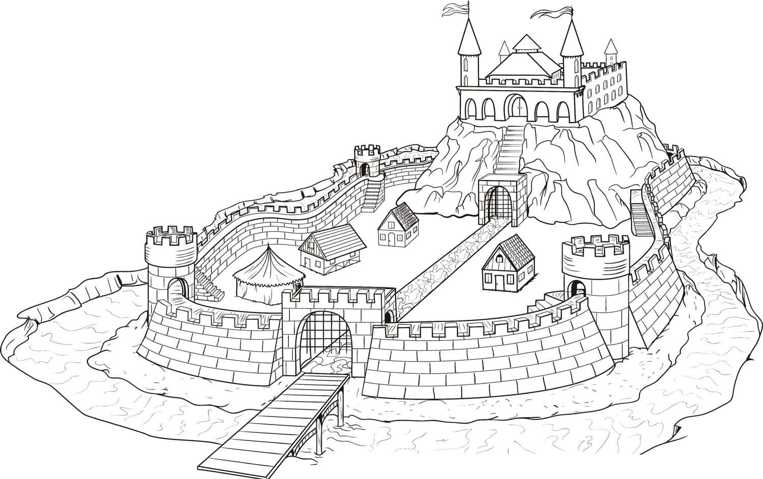Древний город крепость раскраска