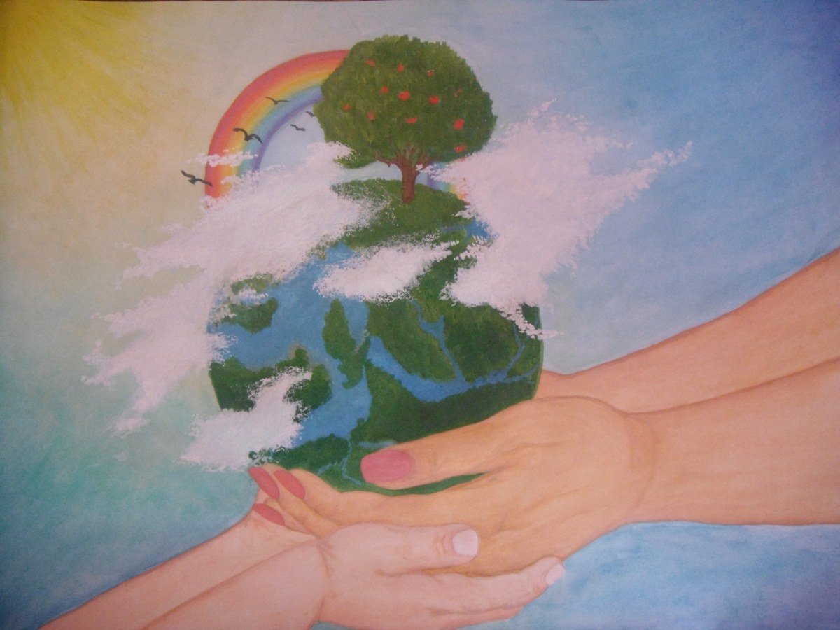 Рисунок на тему чистая Планета в руках