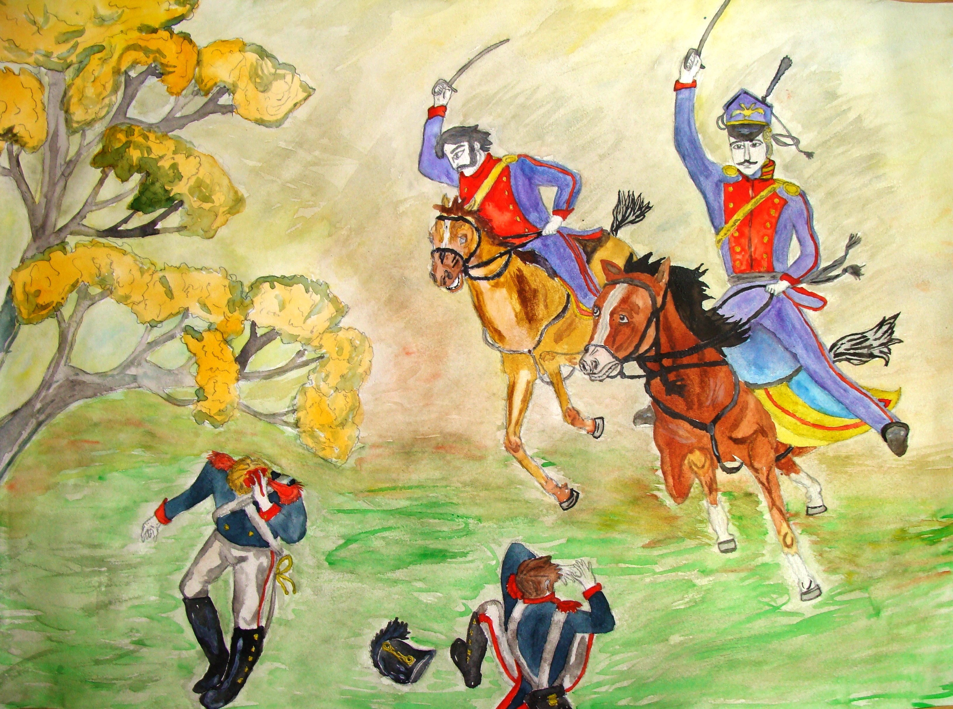 Рисунок Дениса Давыдова Бородинское сражения