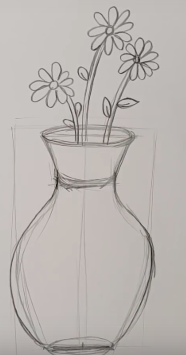 Легкий рисунок цветов в вазе. Набросок вазы с цветами. Ваза с цветами карандашом. Натюрморт ваза с цветами карандашом. Рисование вазы.
