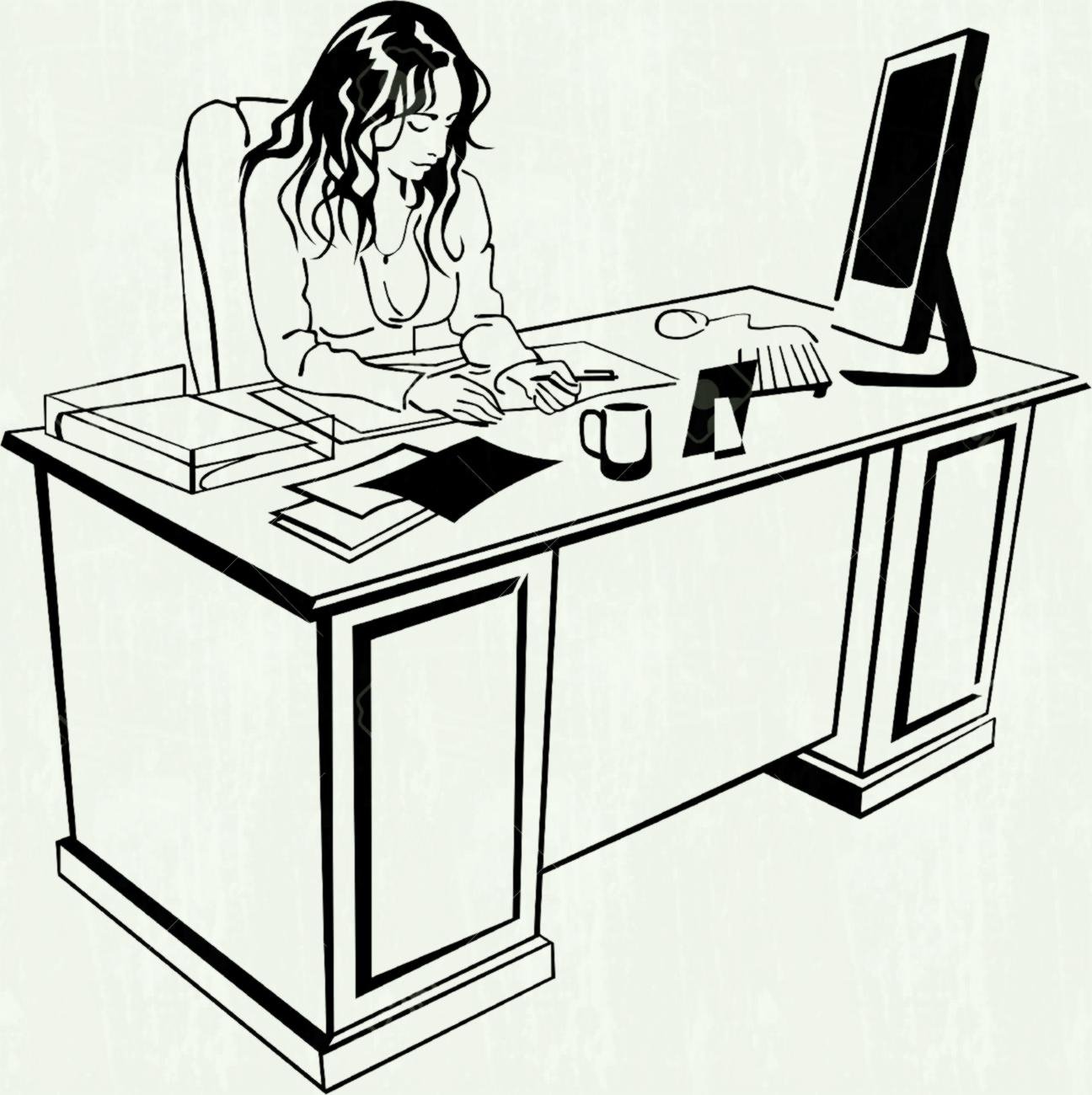 Раскраска женщина за компьютером