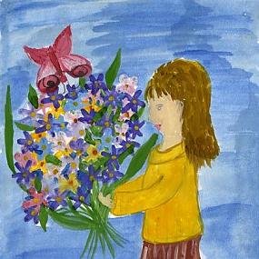 Цветы для мамы рисунок