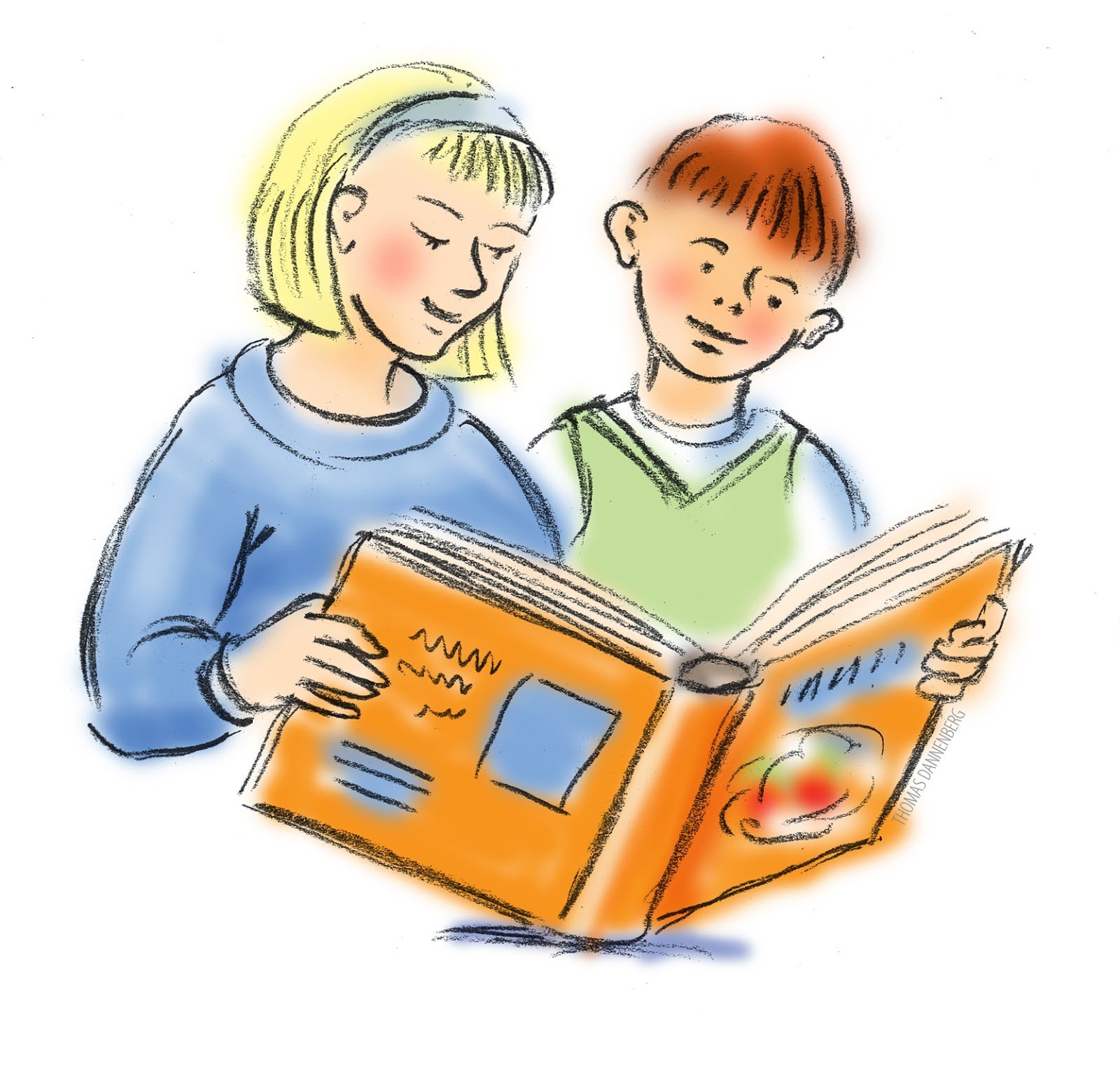 Рисуеок детки читают книги