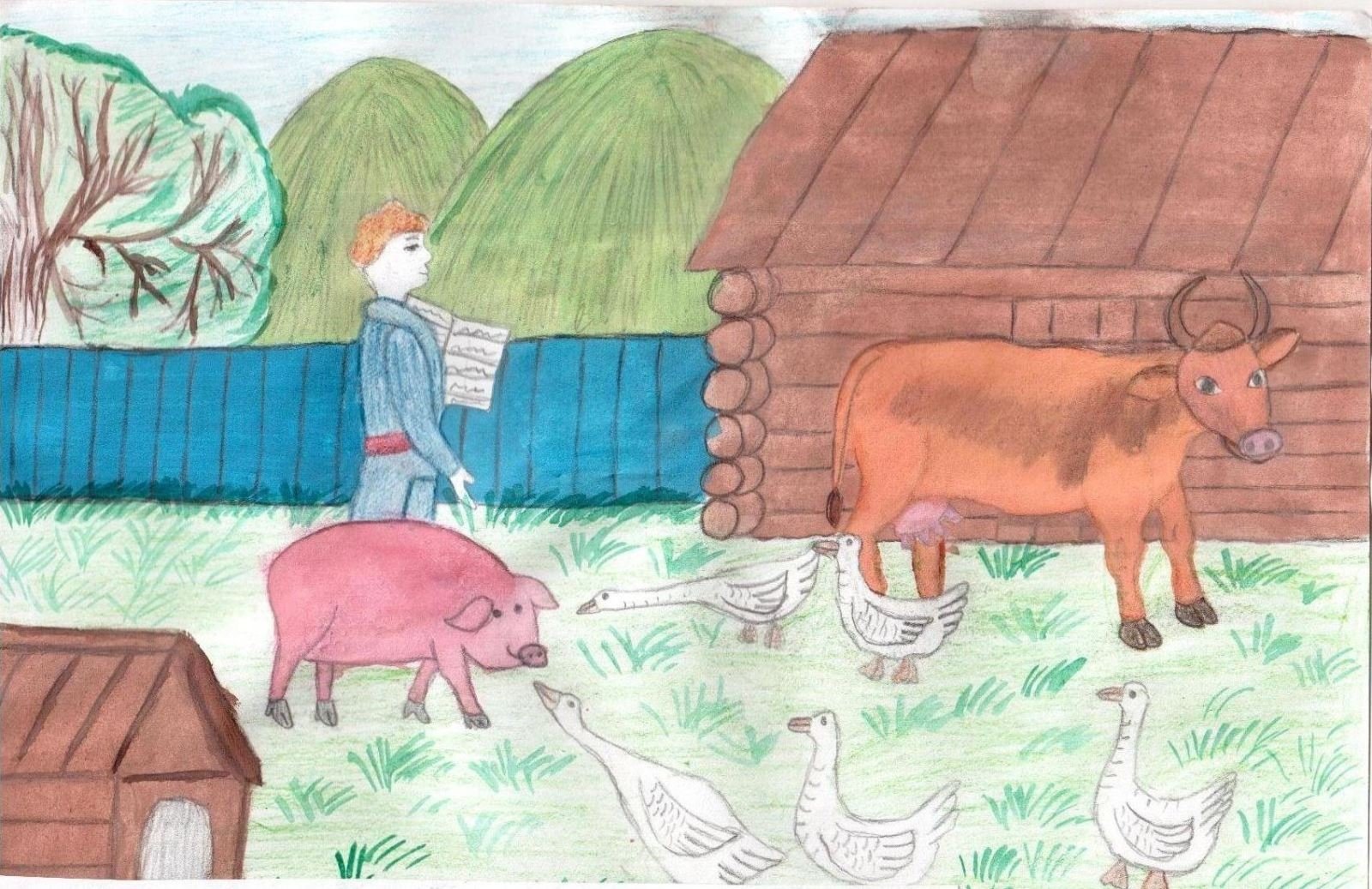 Детский рисунок на тему моя деревня