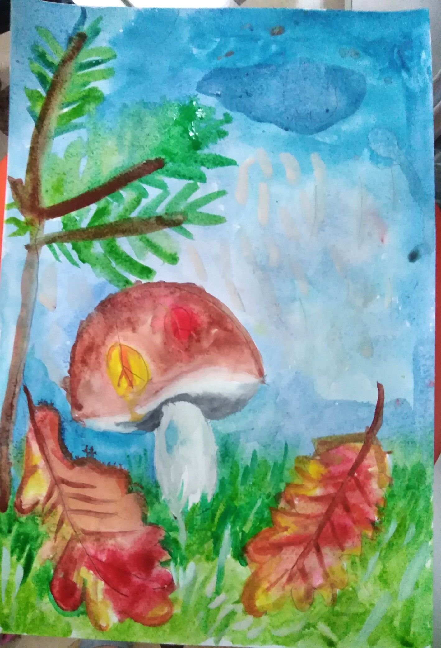 Рисование для детей грибы осенью