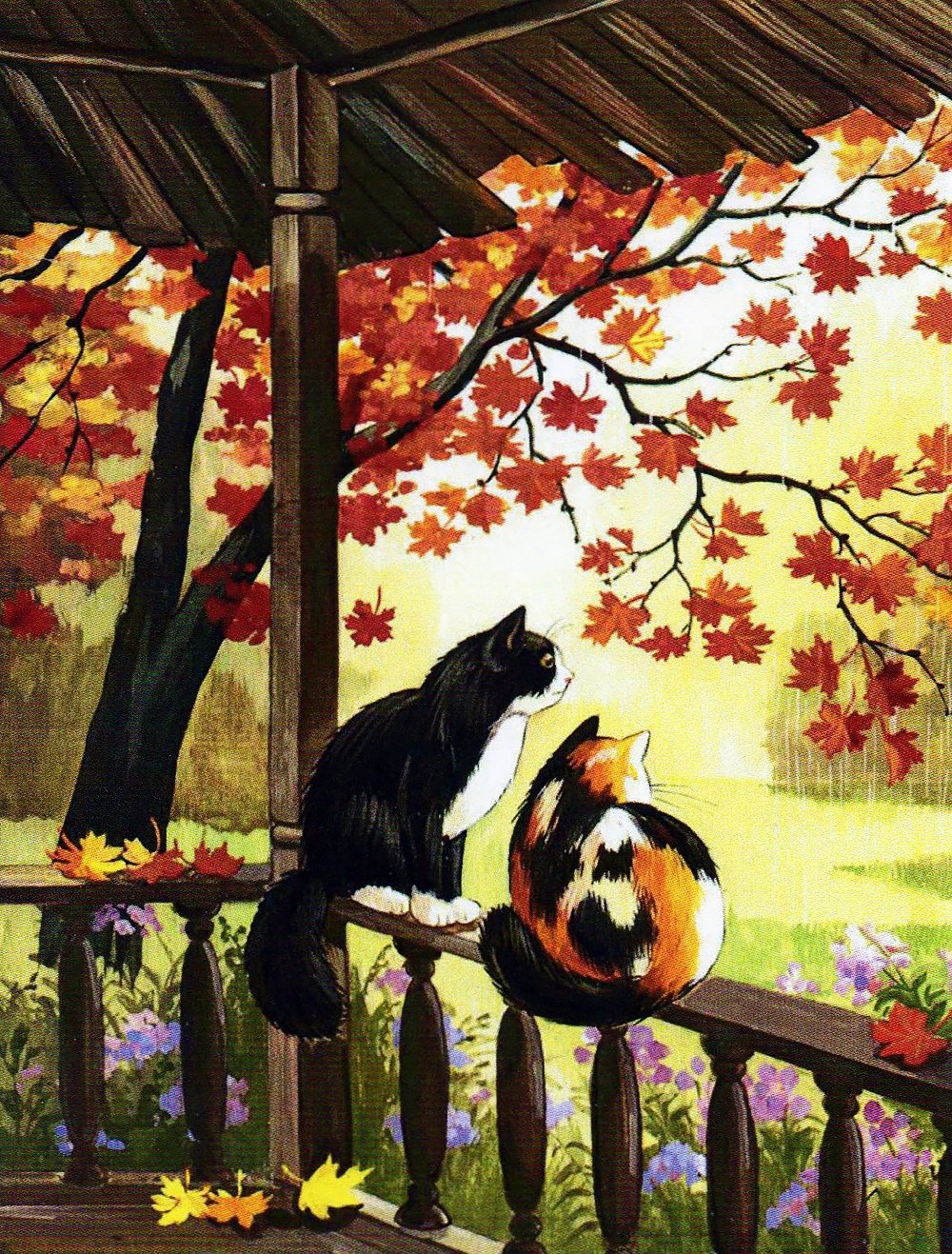 Осенний пейзаж с котом