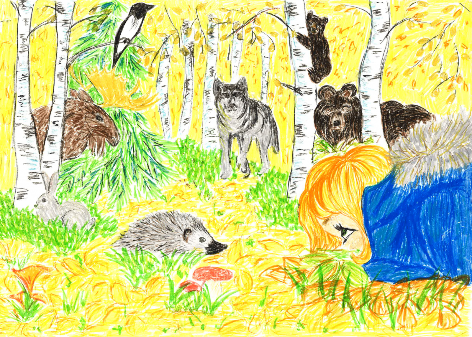 Лес рисунок. Детские рисунки. Рисунок на тему дети о лесе. Рисунки животных в лесу.