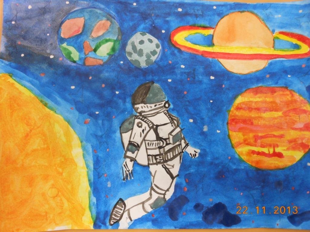 День космонавтики рисунок в школу 5 класс