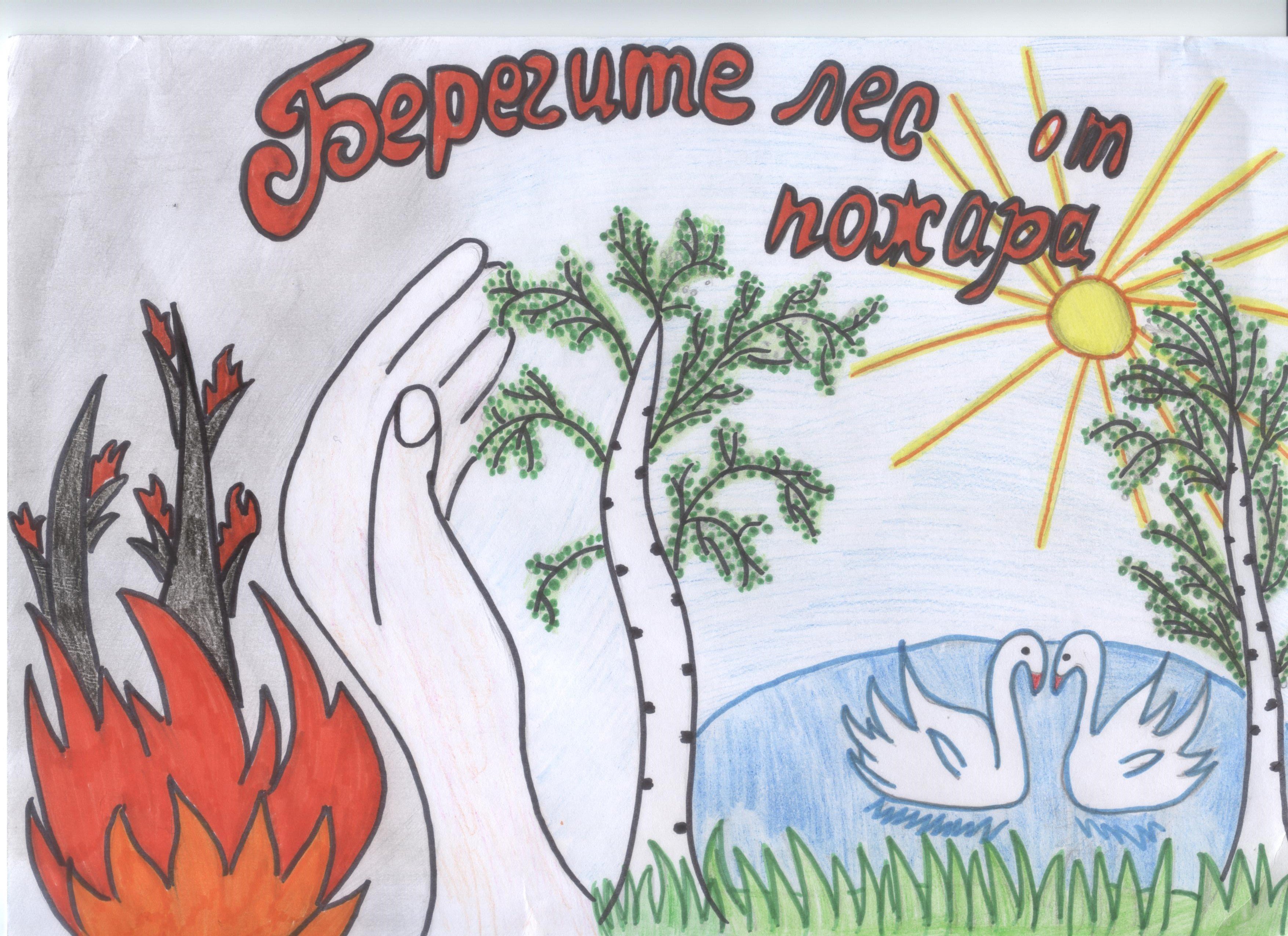 Плакат на тему береги лес от пожара