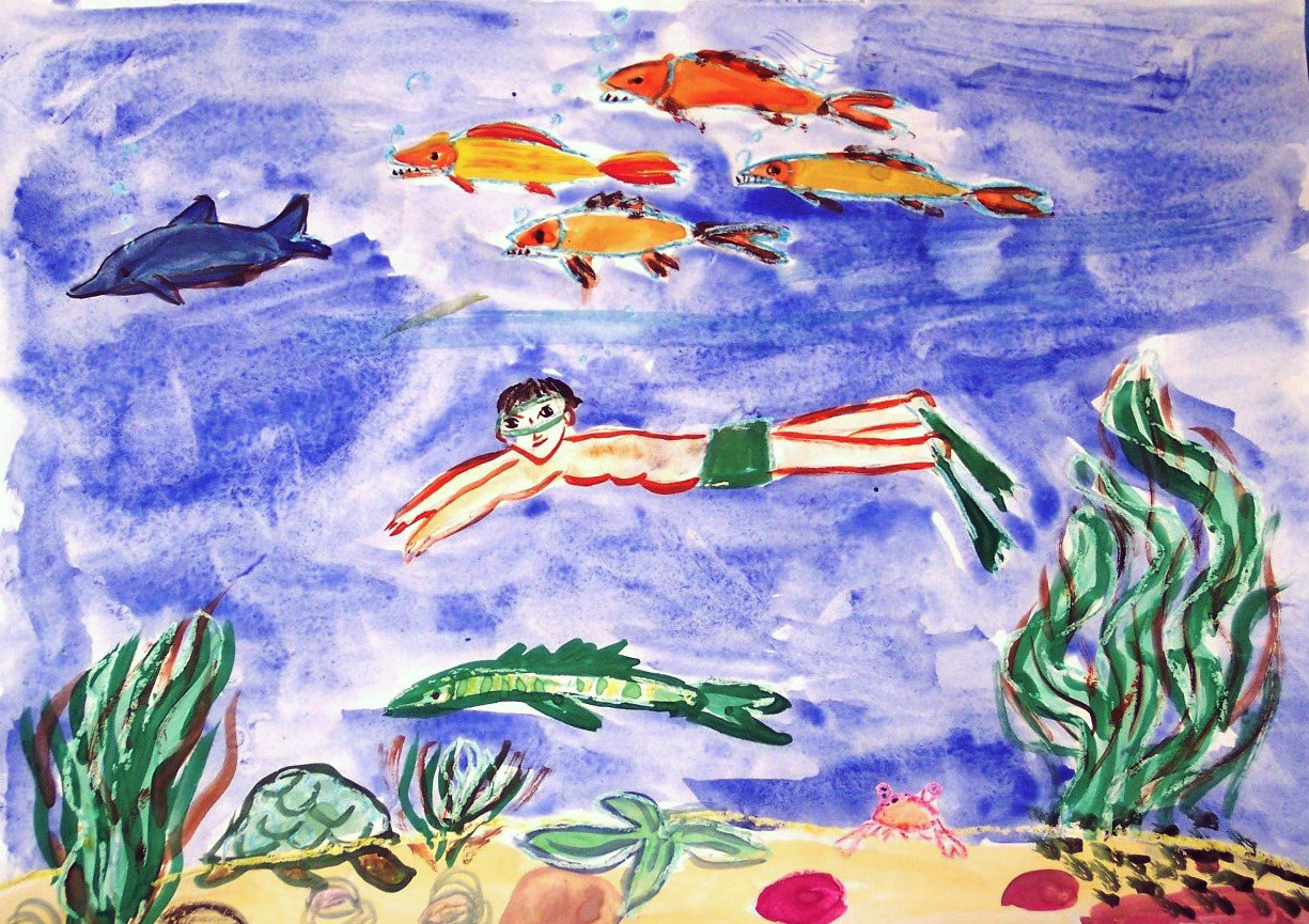 Детский рисунок море