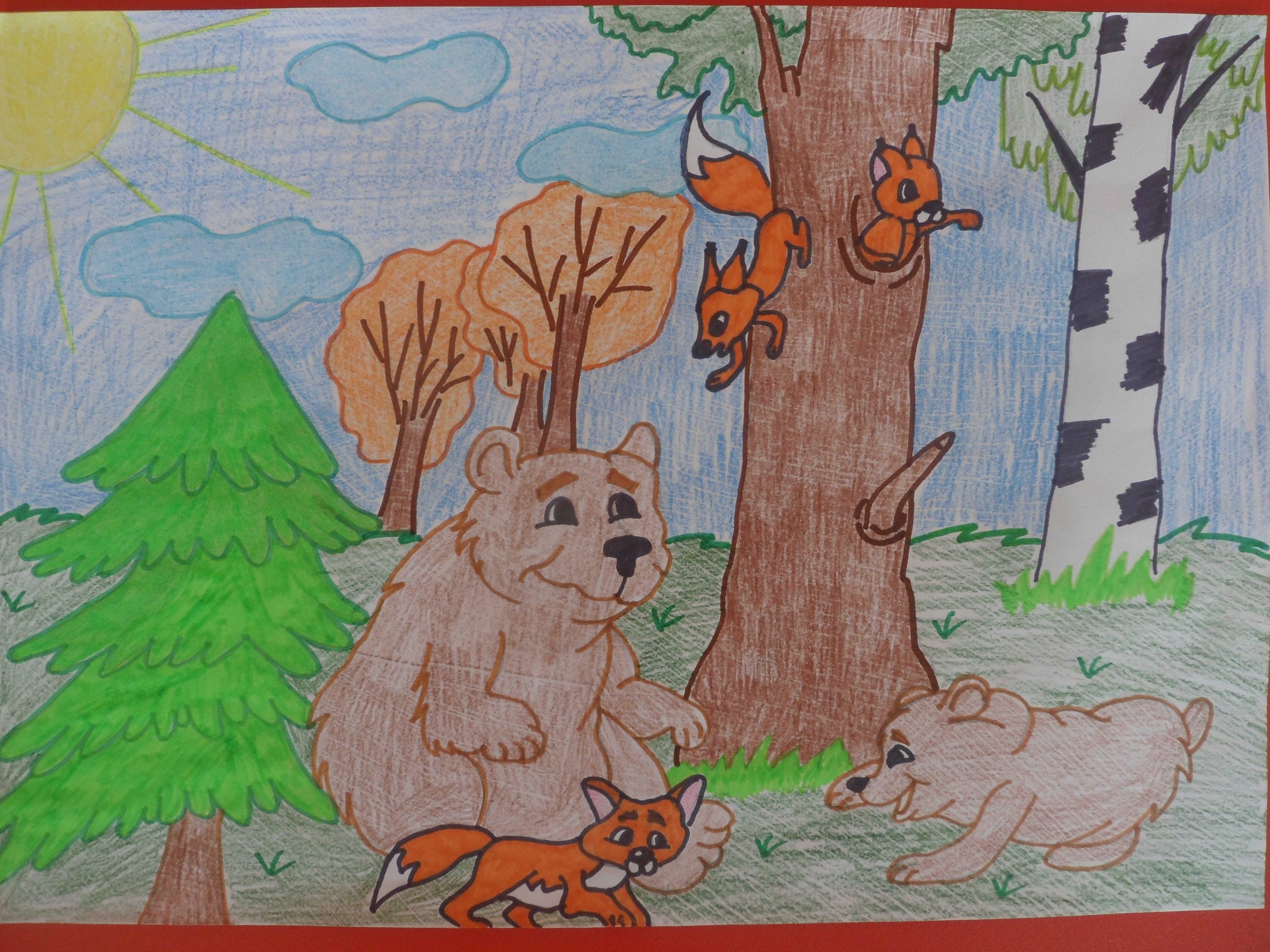 Рисунок на тему дети о лесе