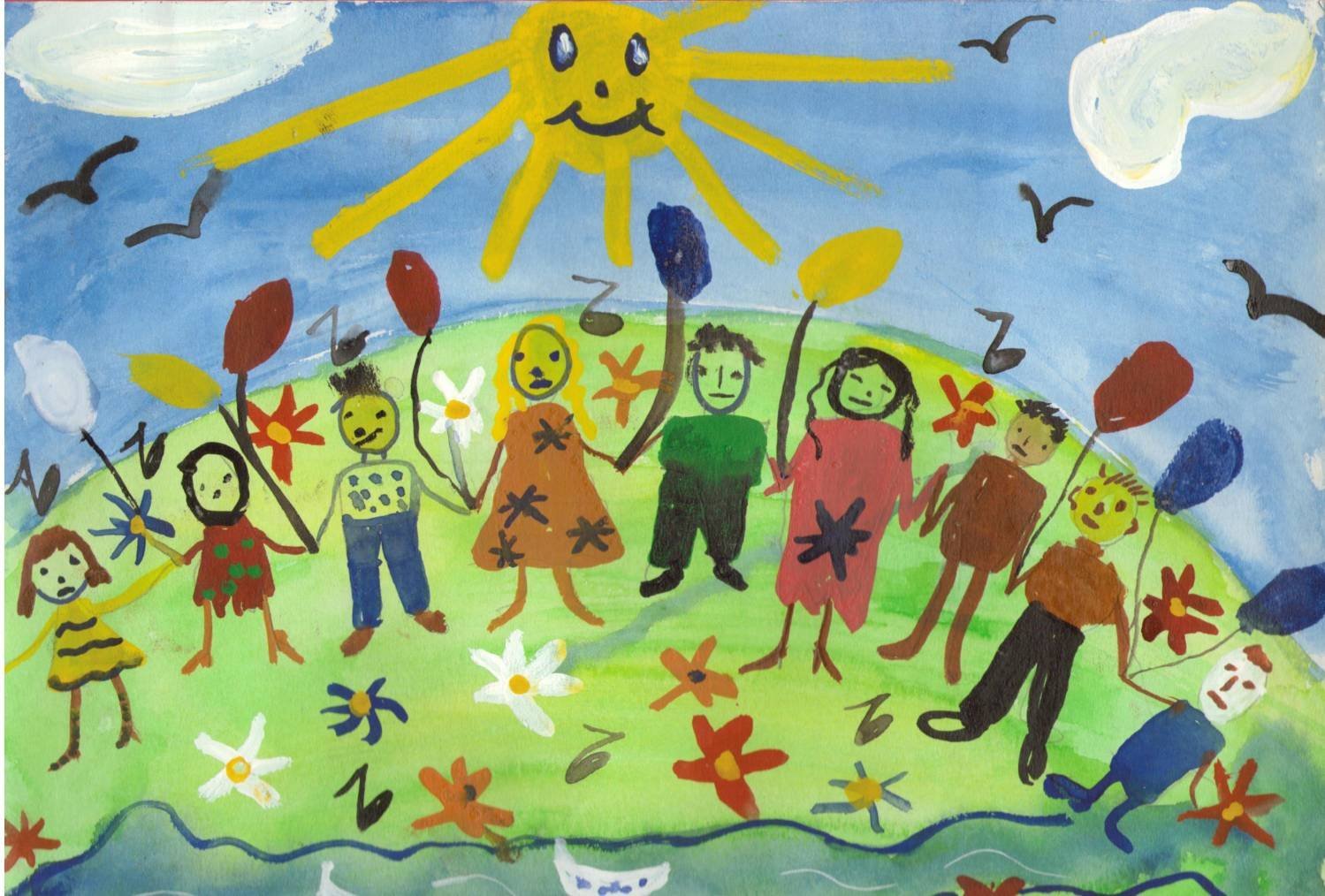 Рисунок на тему дружат дети на планете