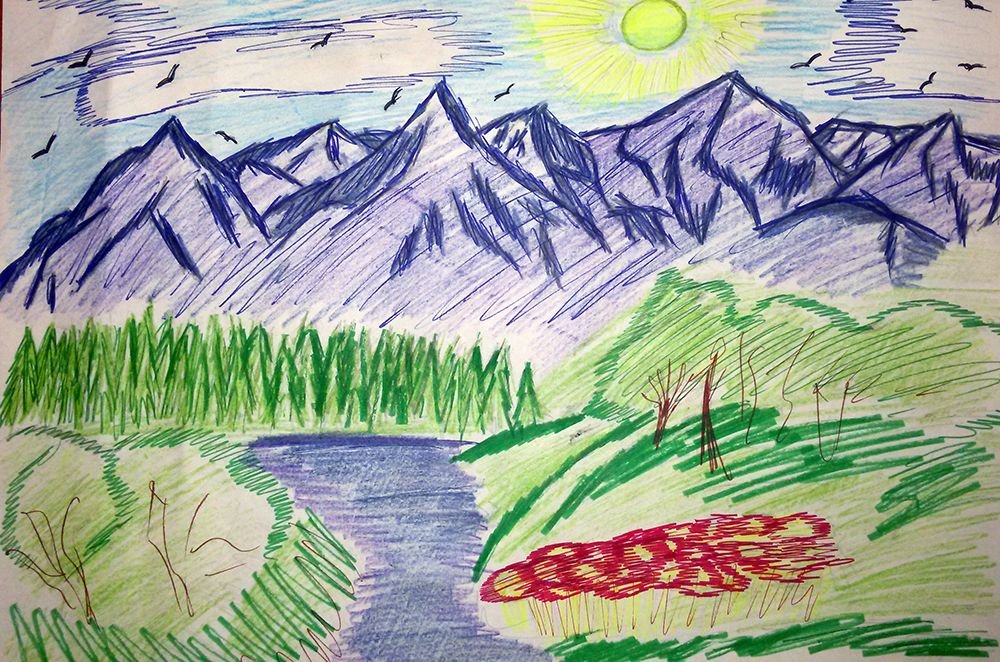 Рисунок красота гор окружающий мир. Рисунок на тему природа. Рисунок на тему родной край. Рисунок Родина. Детские рисунки природы.