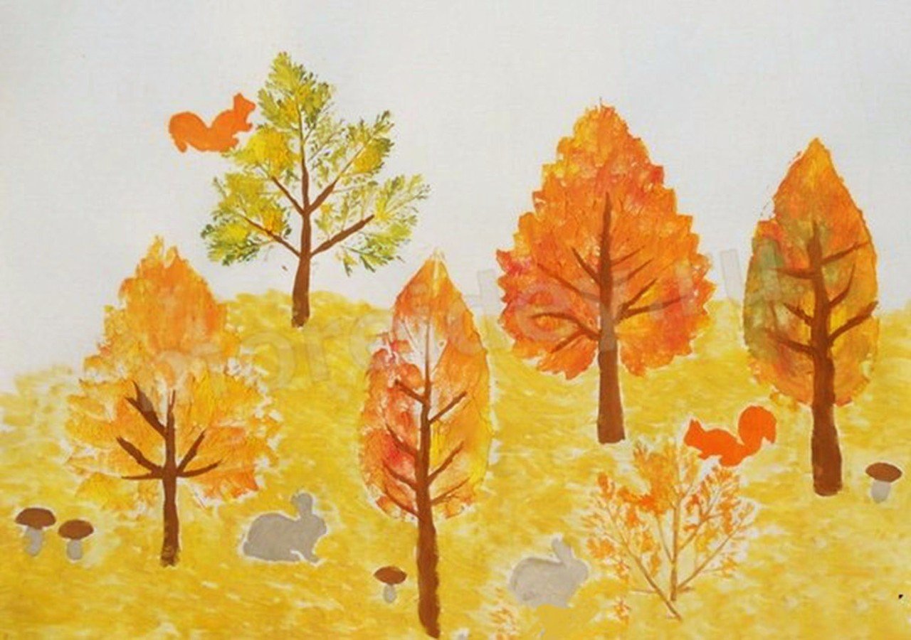 Осенний лес из осенних листьев