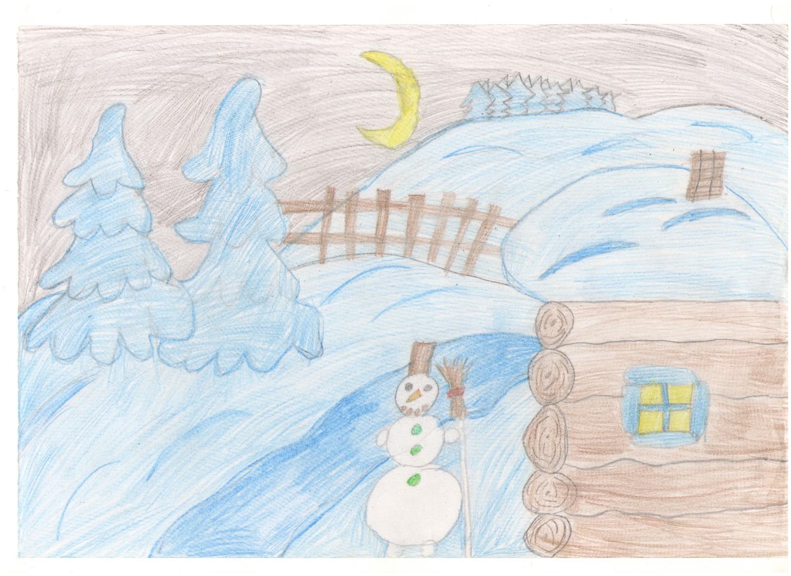 Рисунок на тему Зимушка зима в школу