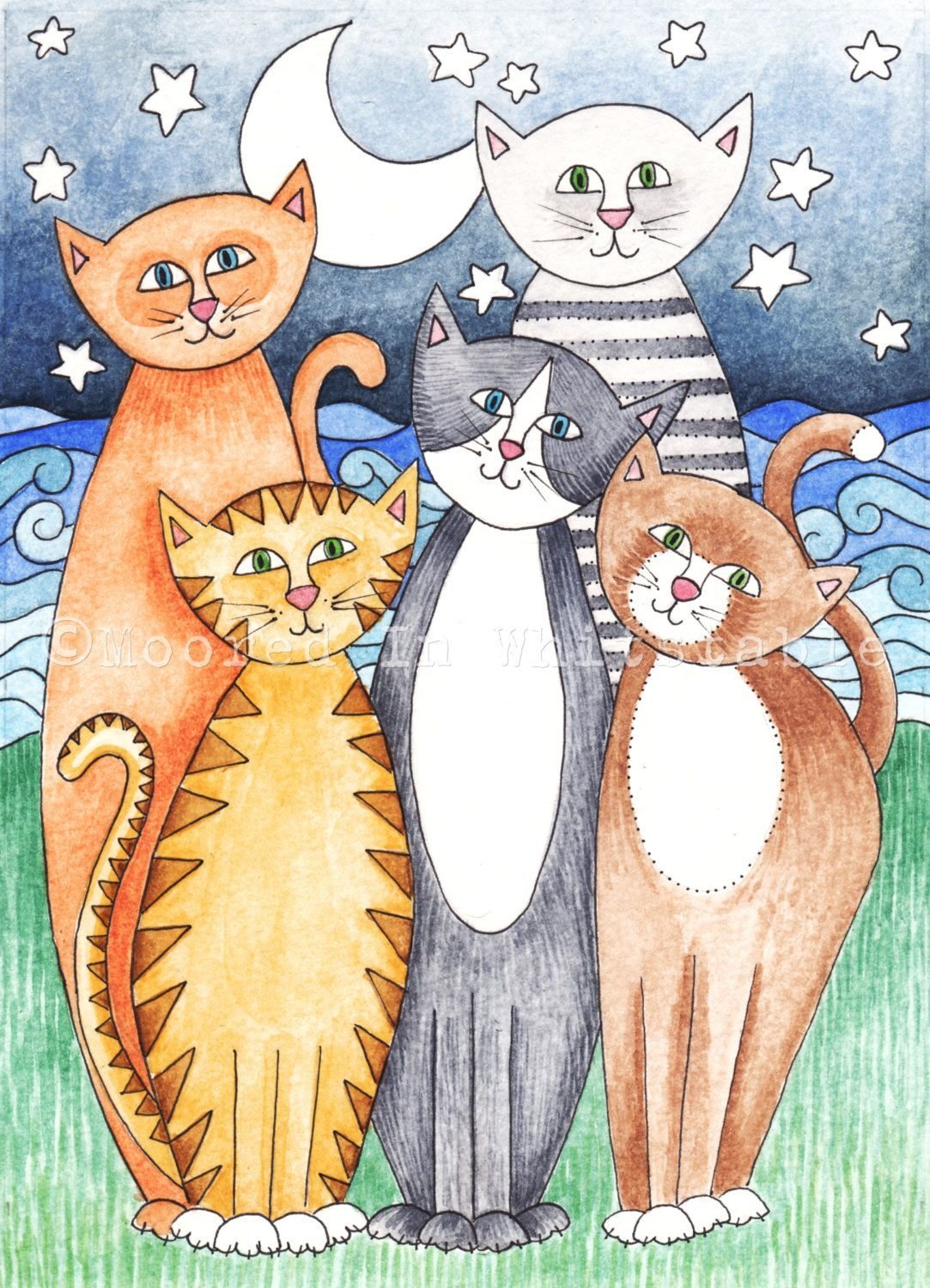Семья кошек рисунок