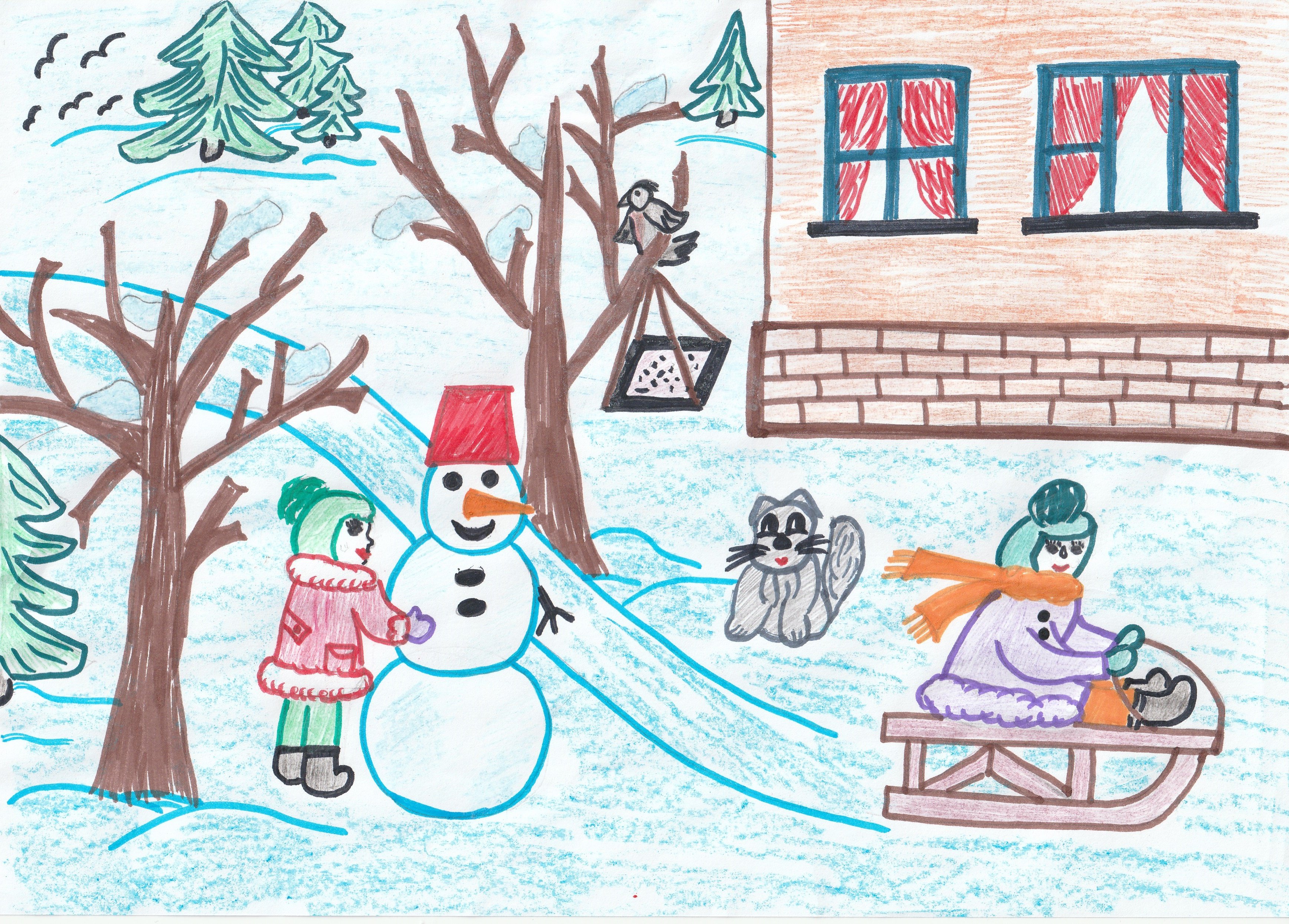 Рисование в подготовительной группе на тему зимние забавы
