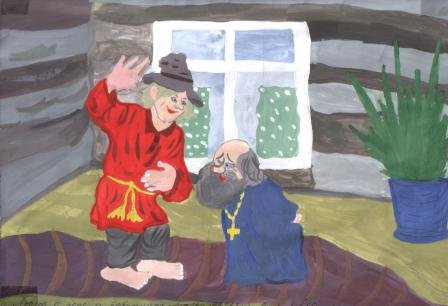 Сказка о попе и работнике его Балде детский рисунок к сказке