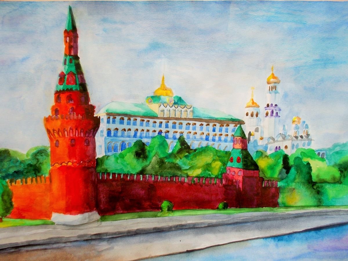 Живопись мастихин Москва река Кремль