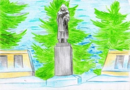 Памятник в парке рисунок