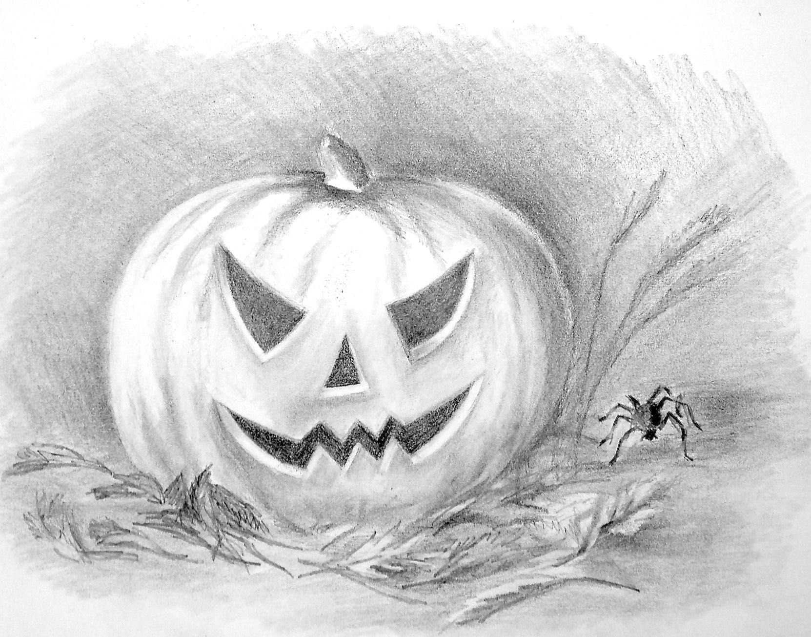 Рисунок на тему Хэллоуин карандашом