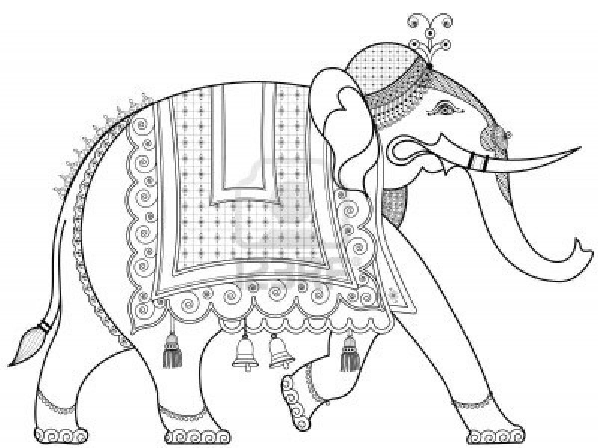 Украшенный индийский слон рисунок