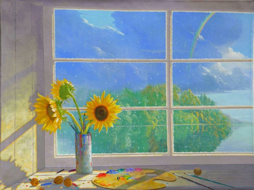 Каждый день наслаждаюсь рисунком окон. Пейзаж в окне. Пейзаж за окном. Окно иллюстрация.