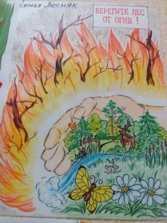 Картина пожар в лесу