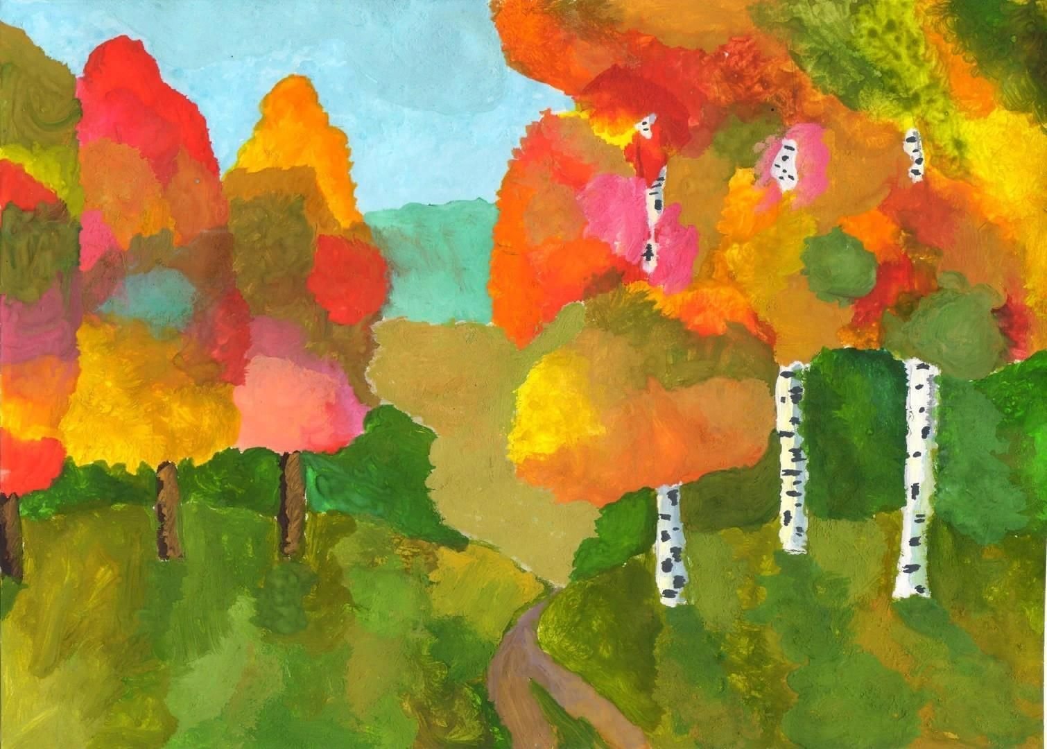 Рисование красками осень