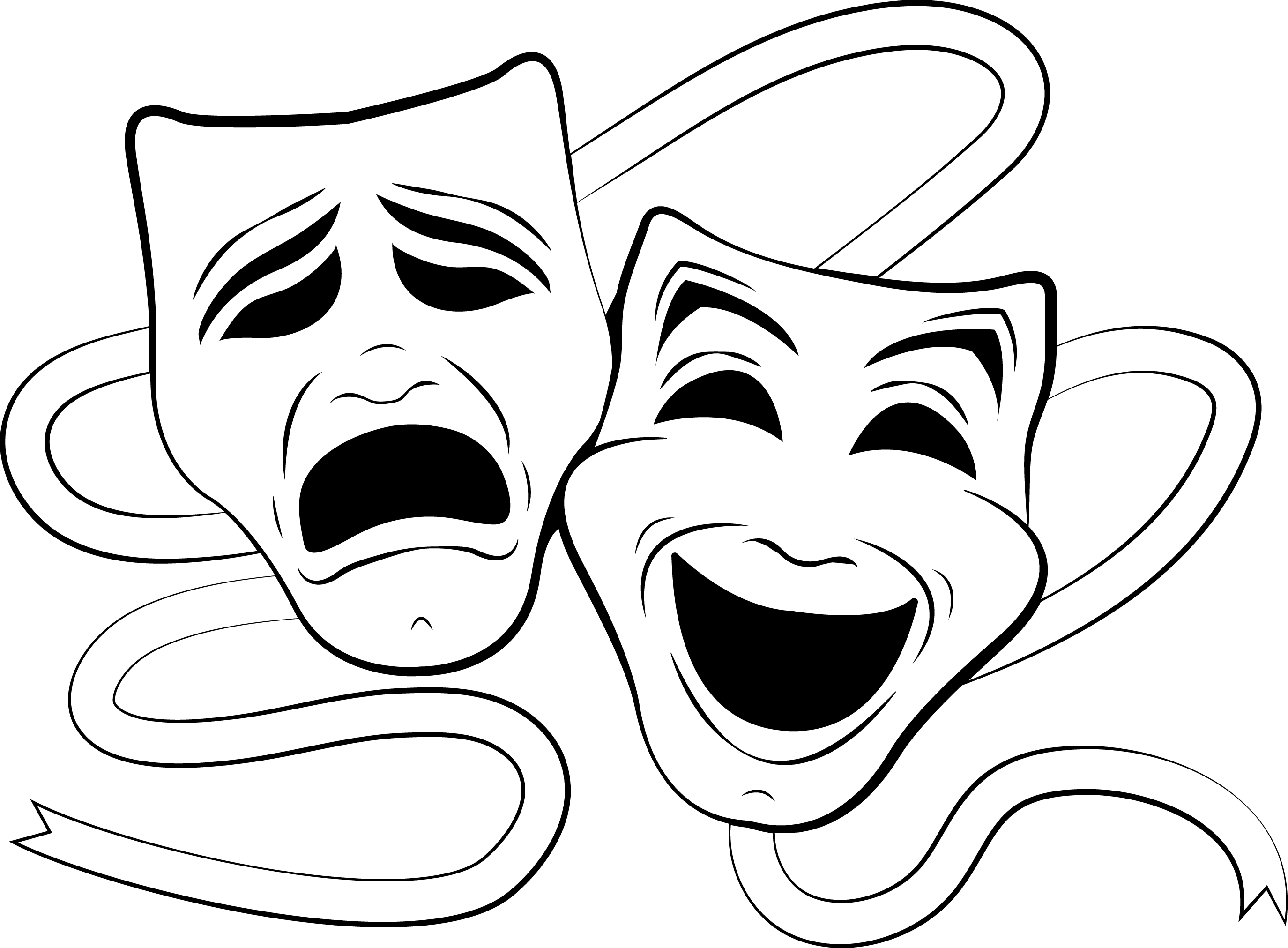 Театральная маска для печати. Театральные маски. Театральные маски эскиз. Театральные маски черно белые. Маска трагедии и комедии.