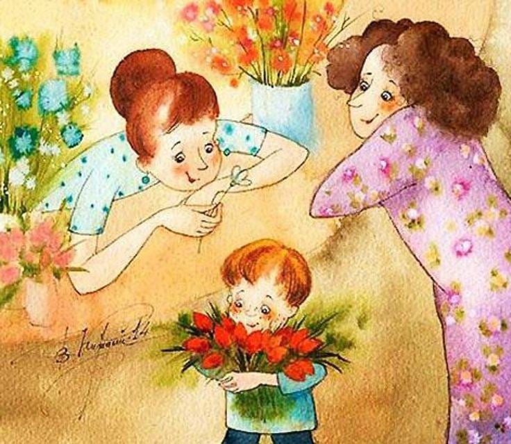 День мамы картинки для детей. Мама и ребёнок картинки для детей в саду. Мама и бабушка арт.