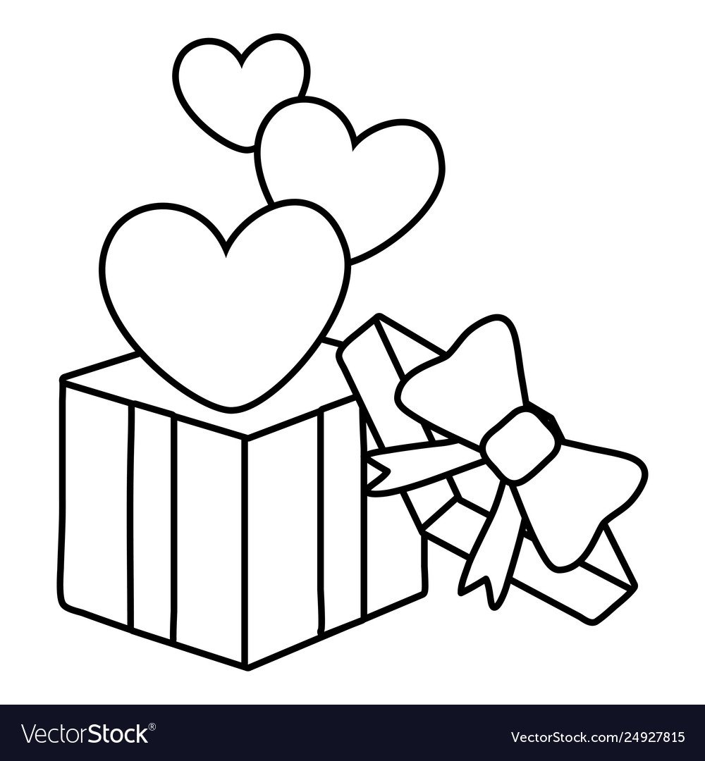 Нарисованные коробочки с подарками с сердечками