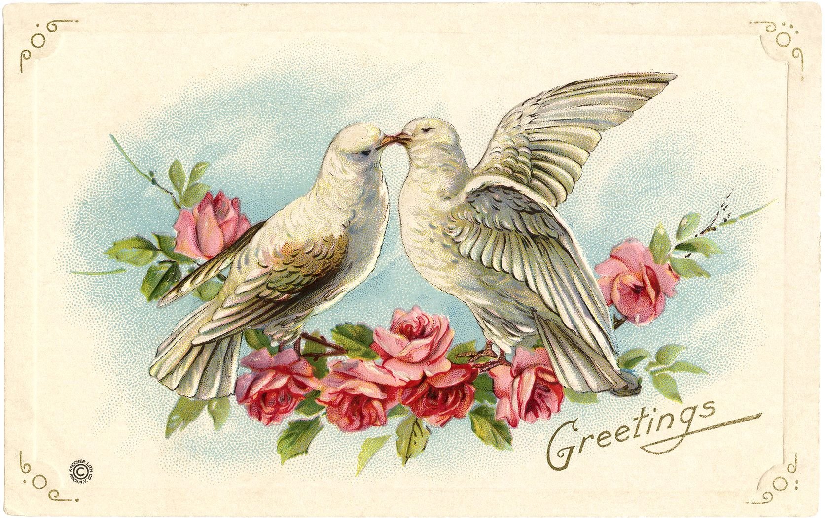 Открытка с днем свадьбы с голубями