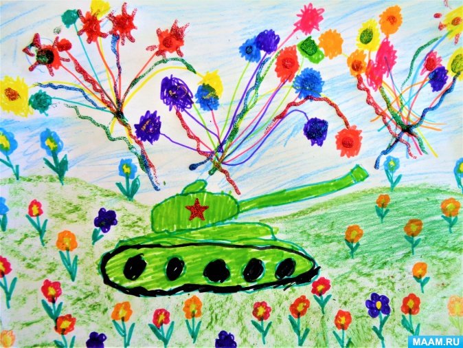 Детский рисунок к 9 мая день победы для садика