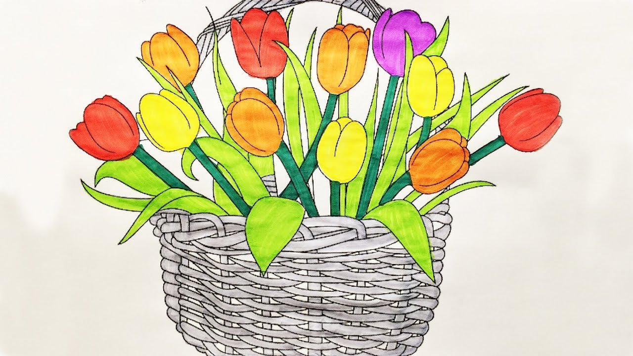 Корзина с цветами на день матери рисунок (45 фото) » рисунки для срисовкина Газ-квас.ком