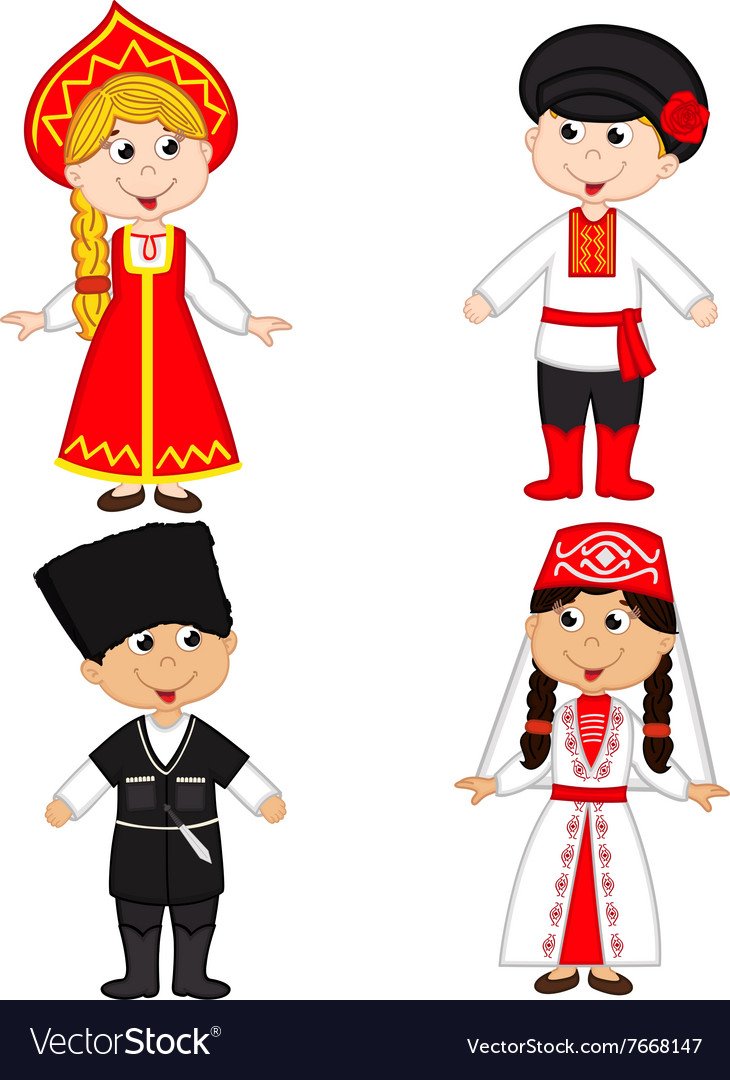 Человечки в русских национальных костюмах
