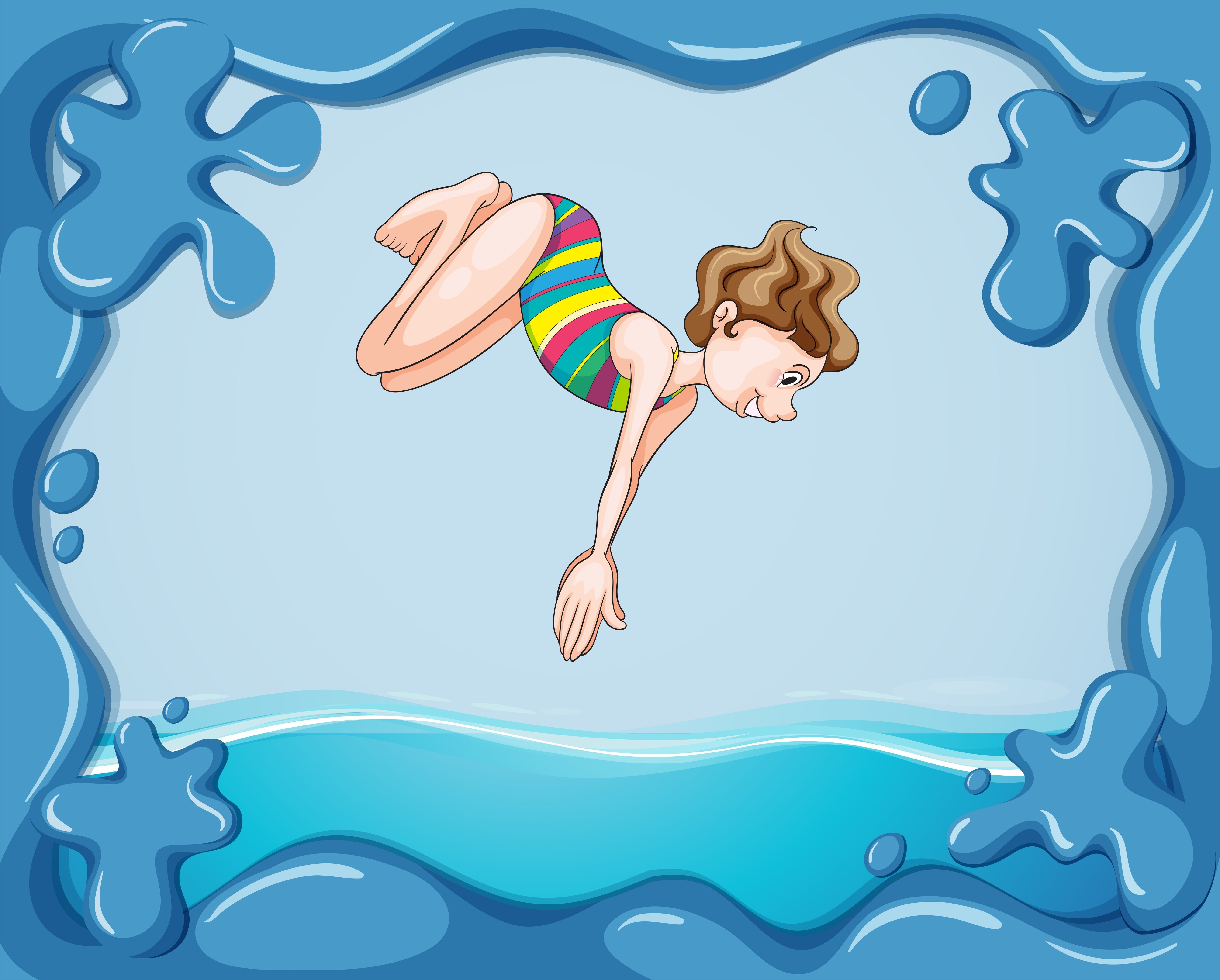 Рисунок на тему плавание в бассейне