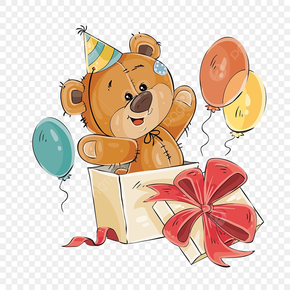 Медвежонок с подарками на тортике