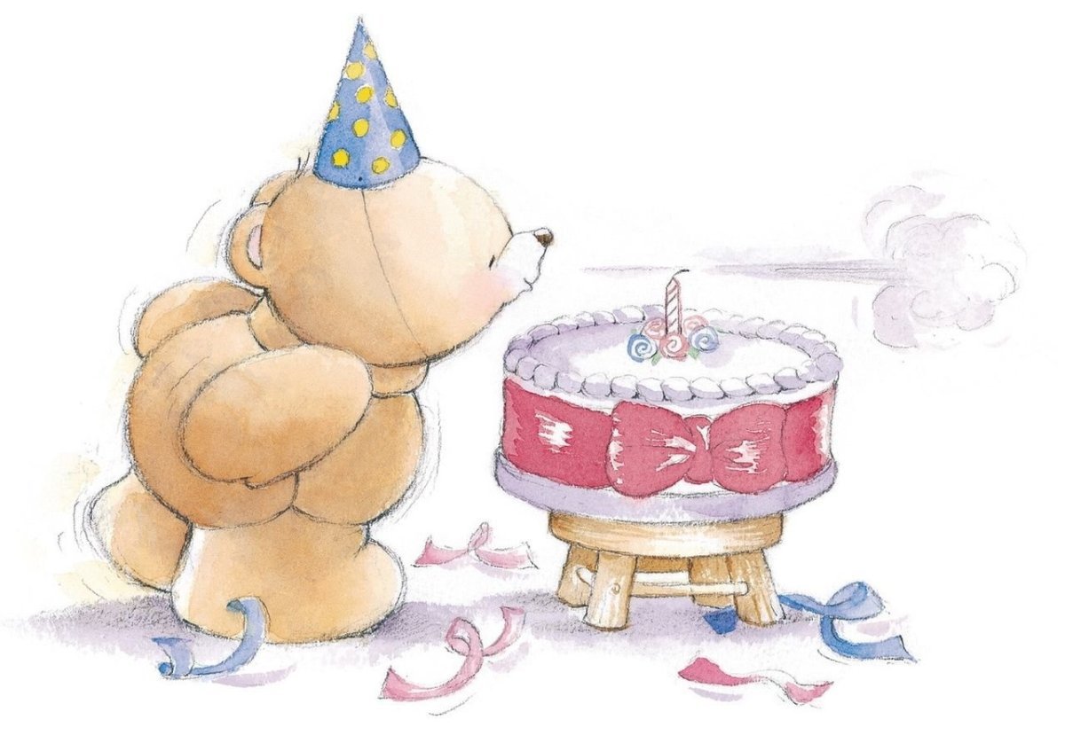 Рисунок на день рождения мишка