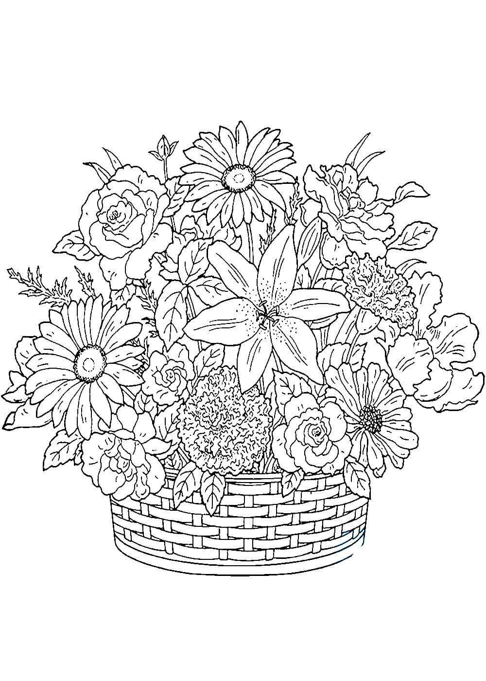 Раскраска букет цветов для мамы