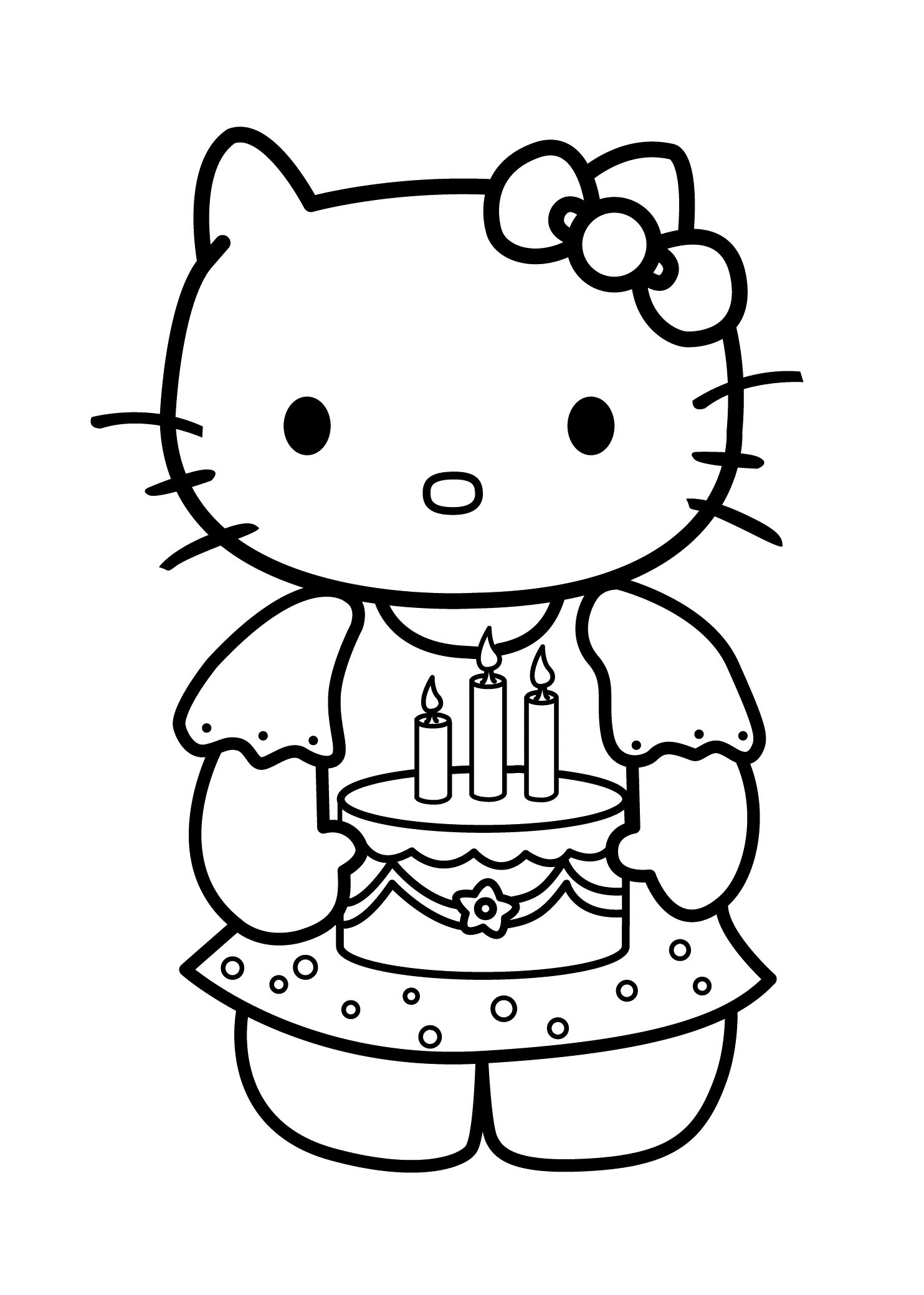 Раскраска Хелло Китти с днем рождения