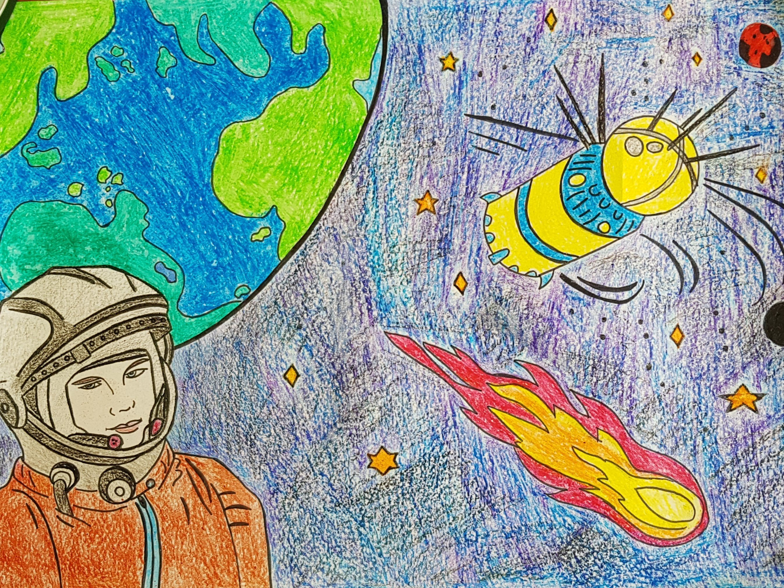 Рисунок ко дню космонавтики 8 класс. Первый полет человека в космос рисунок 4 класс. Рисунок ко Дню космонавтики. Рисунки посвященные Дню космонавтики. Рисование ко Дню космонавтики.