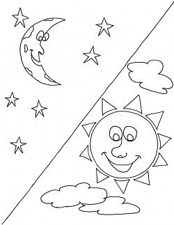 День ночь раскраска для детей