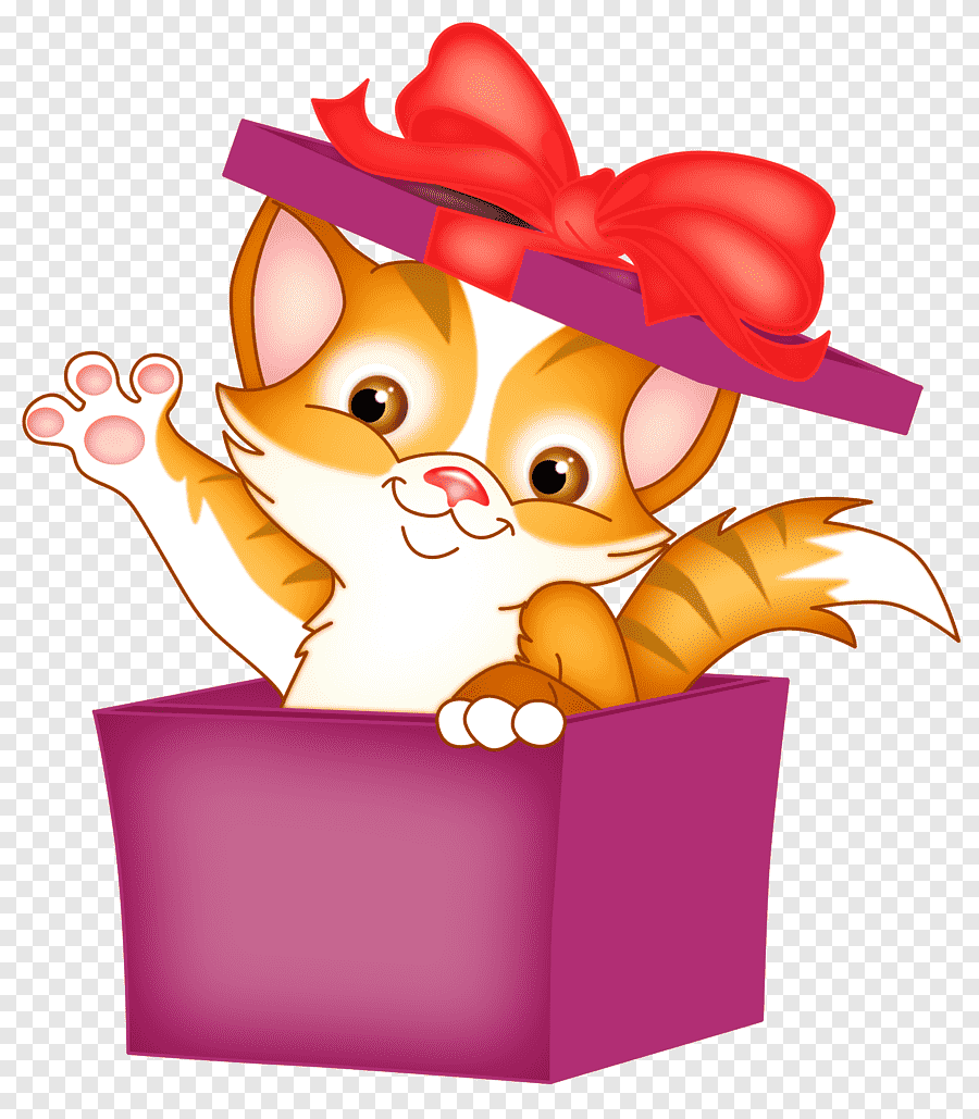 Кот с подарком иллюстрация