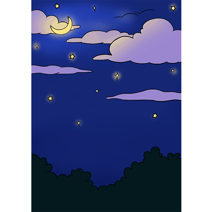 Рисунок ночного неба. Рисунки ночь легкие. Звездное небо рисунок. Ночной пейзаж рисунок. Рисунок ночь легко