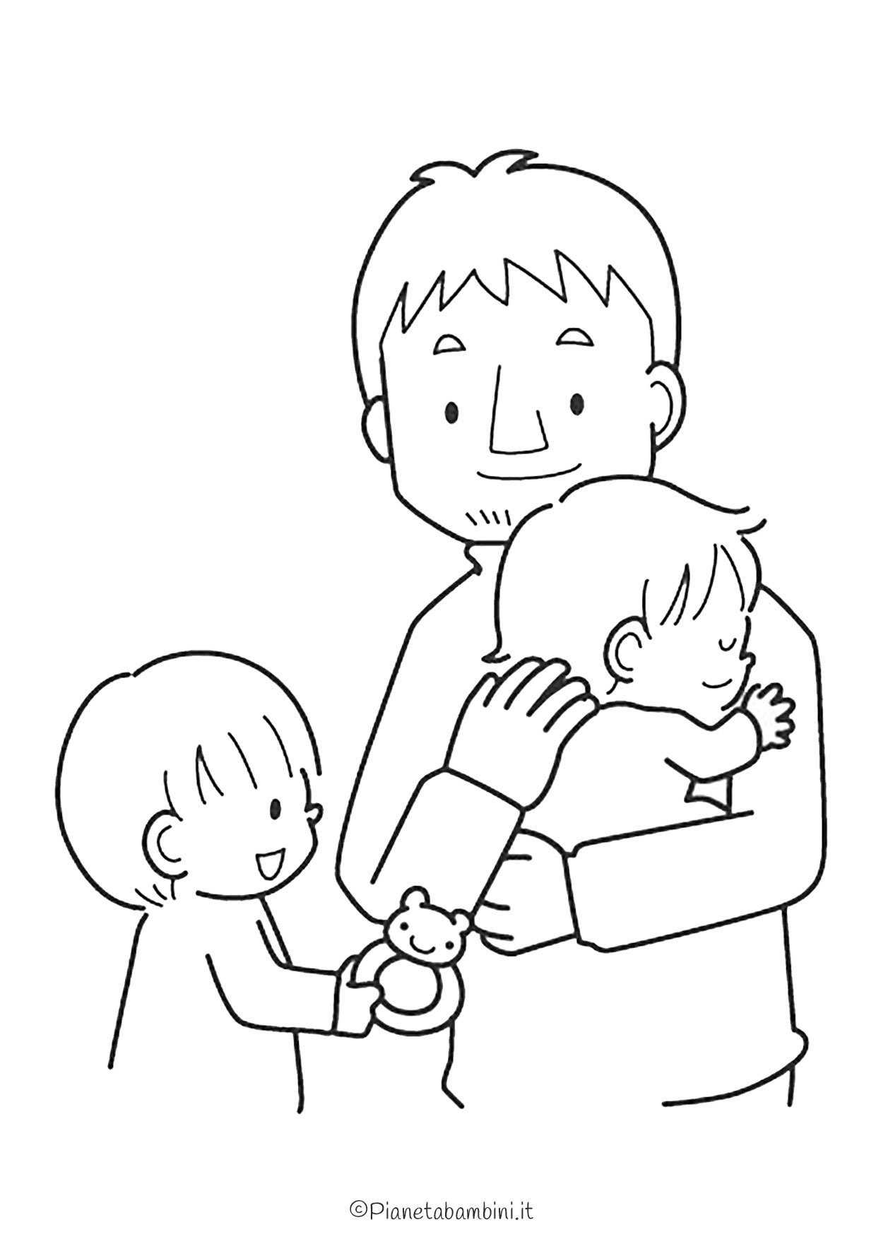 Раскраска папа с ребенком на руках