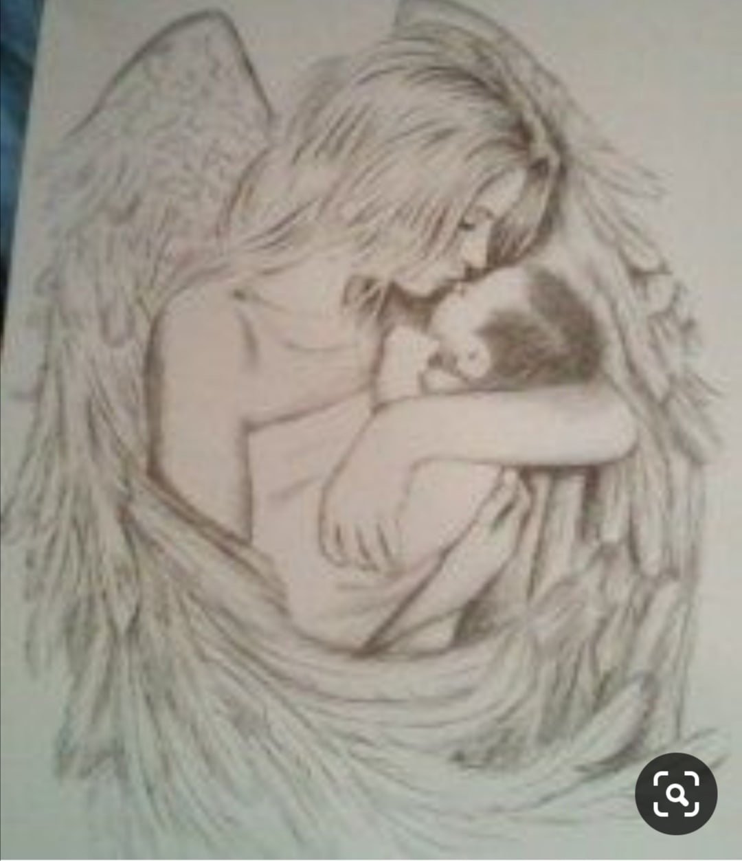 Мама с крыльями рисунок карандашом