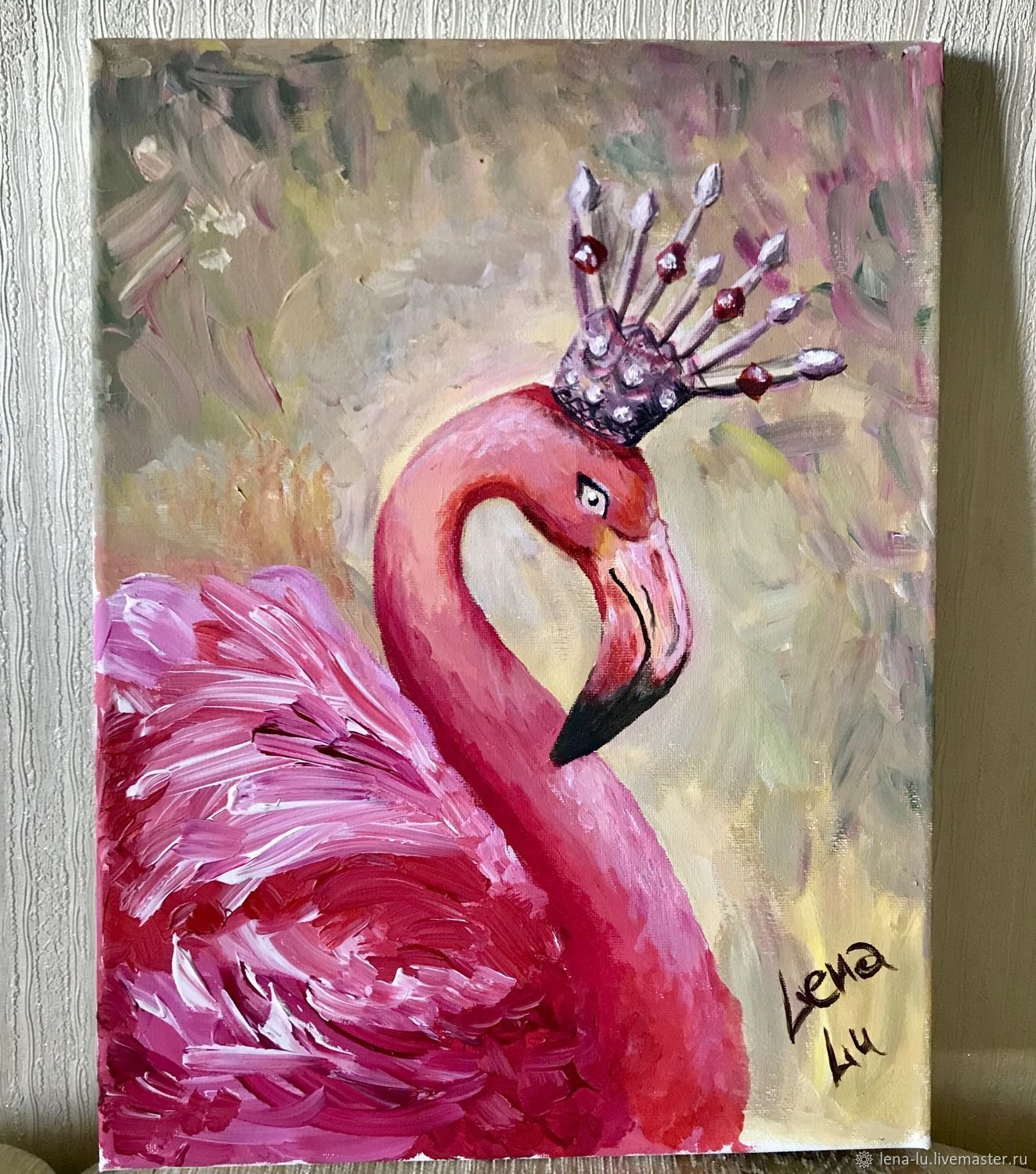 Фламинго картина акрилом
